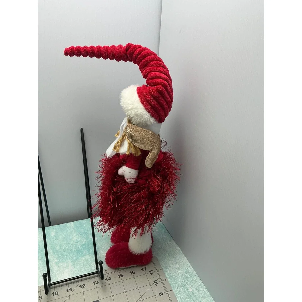 Red White Christmas Fairy Shelf Sitter Holiday Decor Glitter Wings 18 Inch